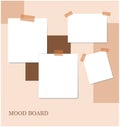 Sticky notes or duct tape memos, brown color mood board template