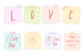 Sticky Notes with Love Text Royalty Free Stock Photo