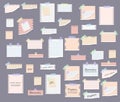 Sticky notes, memo messages, torn paper sheets. Royalty Free Stock Photo