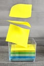 Sticky notes questions or decision making concept