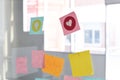 Sticky Notes Reminder Memo Stitched on Glass Wall Office Royalty Free Stock Photo