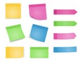 Sticky notes. Set of color sheets of note papers. Vector illustration of paper lists with different color and shadow Royalty Free Stock Photo