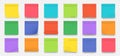 Sticky notes. Square colored blank notepad pages with crumpled edges isolated on transparent background. Vector set