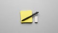 The sticky notes are square, neatly stacked, and positioned in the center Royalty Free Stock Photo