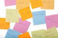 Sticky notes with daily tasks