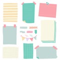Sticky paper notes. Notepaper sheet, paper memo colorful stickers, sticky business post pin note isolated vector illustration Royalty Free Stock Photo