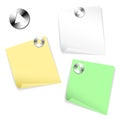 Sticky papers with pushpins Royalty Free Stock Photo
