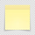 Sticky piece of yellow paper, sticker note for reminding, list, notice, info. Royalty Free Stock Photo