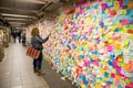 Sticky post-it notes in NYC subway station Royalty Free Stock Photo