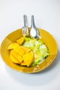 Sticky Rice with Mango, whit clipping path Royalty Free Stock Photo