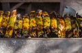 Sticky rice wrapped in banana leaves grill. Royalty Free Stock Photo