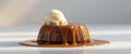 Sticky toffee pudding with caramel sauce and ice cream. Royalty Free Stock Photo