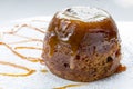 Sticky Toffee Pudding Close Up With Caramel Sauce Royalty Free Stock Photo