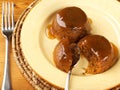 Sticky toffee pudding setting Royalty Free Stock Photo