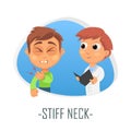 Stiff neck medical concept. Vector illustration. Royalty Free Stock Photo