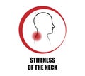 Stiffness of the neck, symptom symbol in red circle Royalty Free Stock Photo