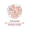 Stigma and bias red concept icon