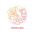 Stigma and bias red gradient concept icon