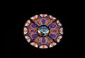 Stigmata of Jesus and Saint Francis, symbol of the Franciscans, stained glass window in the Basilica di Santa Croce in Florence