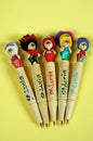 Five wooden pen souvenirs