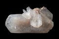Stilbite mineral crystal cluster from India isolated on a pure black background