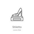 stiletto icon vector from luxury shop collection. Thin line stiletto outline icon vector illustration. Outline, thin line stiletto