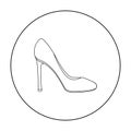 Stiletto icon in outline style isolated on white background. Shoes symbol stock vector illustration.