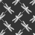 Stilized Dragonfly Seamless Pattern. Insect Design. Aeschna Viridls