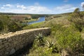 still bay river valley a Mediterranean landscape of rolling hills and dry stone walls Royalty Free Stock Photo