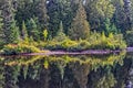 Still current river with perfect reflections, Thunder Bay, ON, Canada Royalty Free Stock Photo