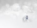 Still with expensive cut diamonds in front of a white background, reflections on the ground. Lot of copyspace Royalty Free Stock Photo