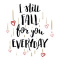 Still fall for you everyday love calligraphy card