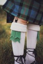 Man wearing a sgian dubh - part of a traditional highland wear outfit at wedding Royalty Free Stock Photo