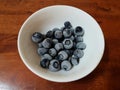Still image of frozen fresh blue berries in white bowl