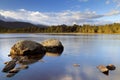 Still lake in early morning light, Loch Morlich, Cairngorms, Sco