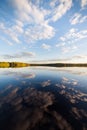 Still lake perfect reflection of sky and clouds Royalty Free Stock Photo