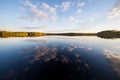 Still lake perfect reflection of sky and clouds Royalty Free Stock Photo