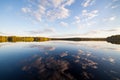 Still lake perfect reflection of sky and clouds Royalty Free Stock Photo