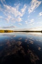 Still lake perfect reflection of sky and clouds Royalty Free Stock Photo