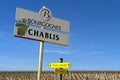 Still life of advertisement of Chablis wine brand