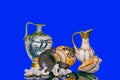 Still life of sea amphoras and sea shells Royalty Free Stock Photo