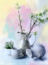 Spring, Beautiful, flowers in a vase. Royalty Free Stock Photo