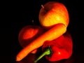 Still life with apples, carrots and peppers Royalty Free Stock Photo