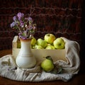 Still life with apples and snails