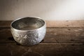 Still life art photography on vintage silver bowl