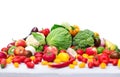 Still life with assortment cabbages and fresh vegetables. Royalty Free Stock Photo