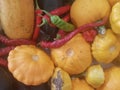 Still life with assortment cabbages on wooden table