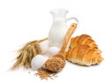 Still life with baking ingredients isolated on whi