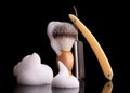 Still life from barber accessories. Barber tool. Men's hygiene accessories for shaving Royalty Free Stock Photo