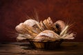 Still life. basket with rustic bread Royalty Free Stock Photo